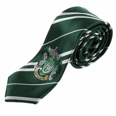 Corbata Slytherin verde y blanca con emblema Harry Potter
