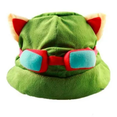 Gorro Teemo peluche verde con gafas azules — League of Legends