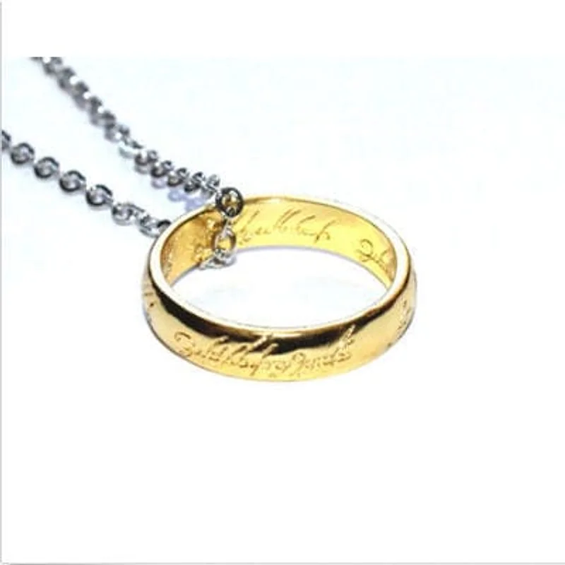 Collar Anillo Único El Señor de los Anillos con cadena plateada