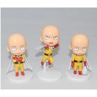 Figuras Saitama One Punch Man set 3 piezas con base blanca