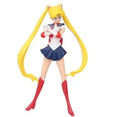 Figura Sailor Moon con uniforme de marinera y coletas amarillas