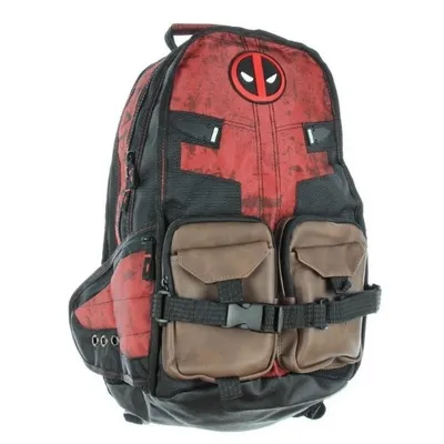 Mochila Deadpool Marvel con bolsillos laterales café