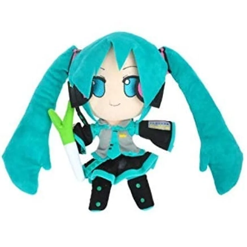 Peluche Miku Hatsune con cabello turquesa y accesorios negros